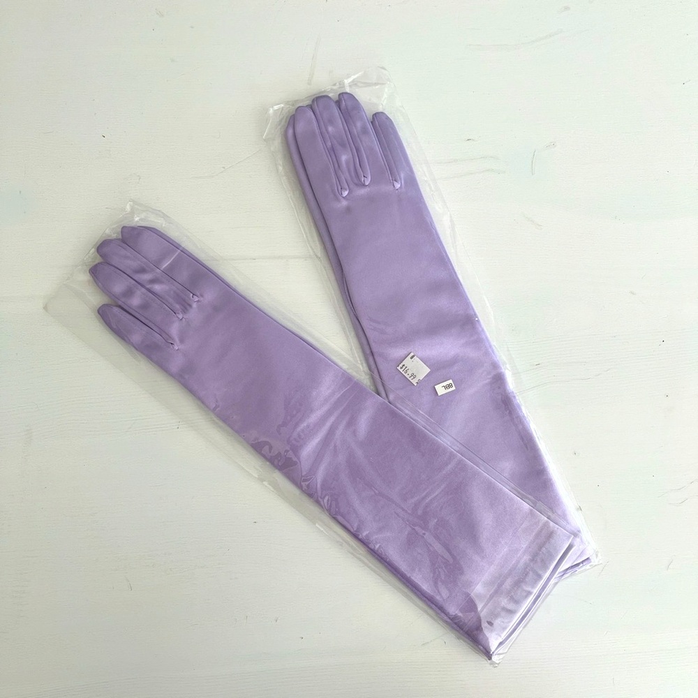 Lavender Shiny Stretch Satin Gloves